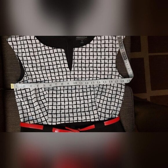 Connected Apparel Grid Sheath Dress Dark Academia Collegiate Workwear Size 10 - Picture 7 of 9